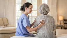 Health care professional with senior patient