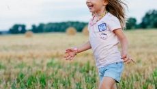 A child running in a field