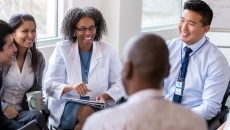 Healthcare professionals in a conference 