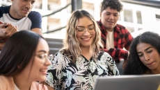 A group of students studying