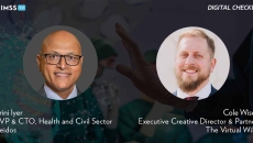 Cole Wiser at The Virtual Wild and Srini Iyer at Leidos_Doctor using halogram in OR Photo by MR.Cole_Photographer/Moment/Getty Images