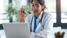 Healthcare provider on a computer