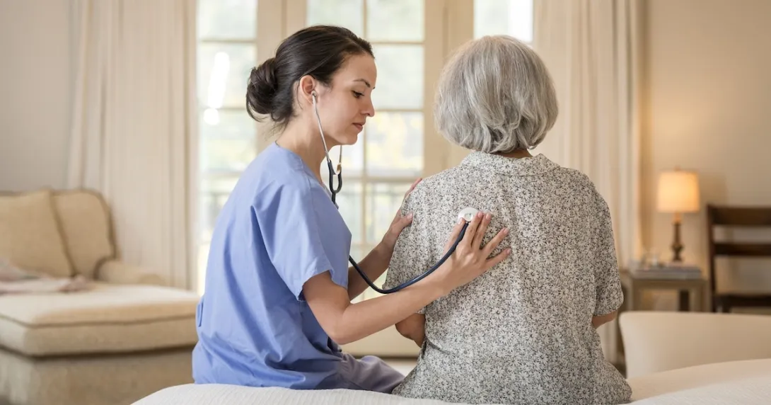 Health care professional with senior patient