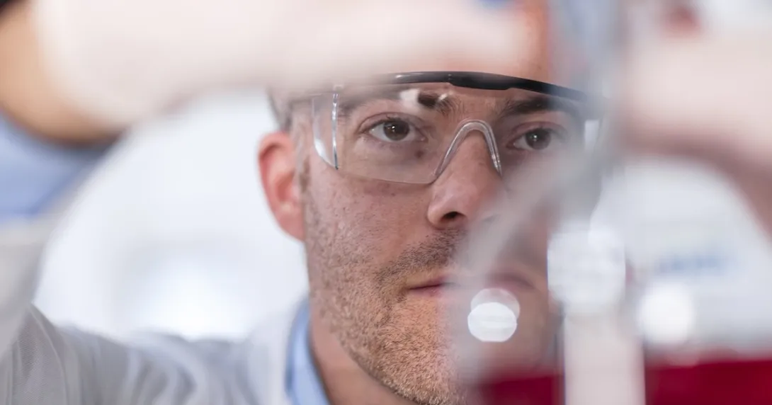 Close up of lab technician working