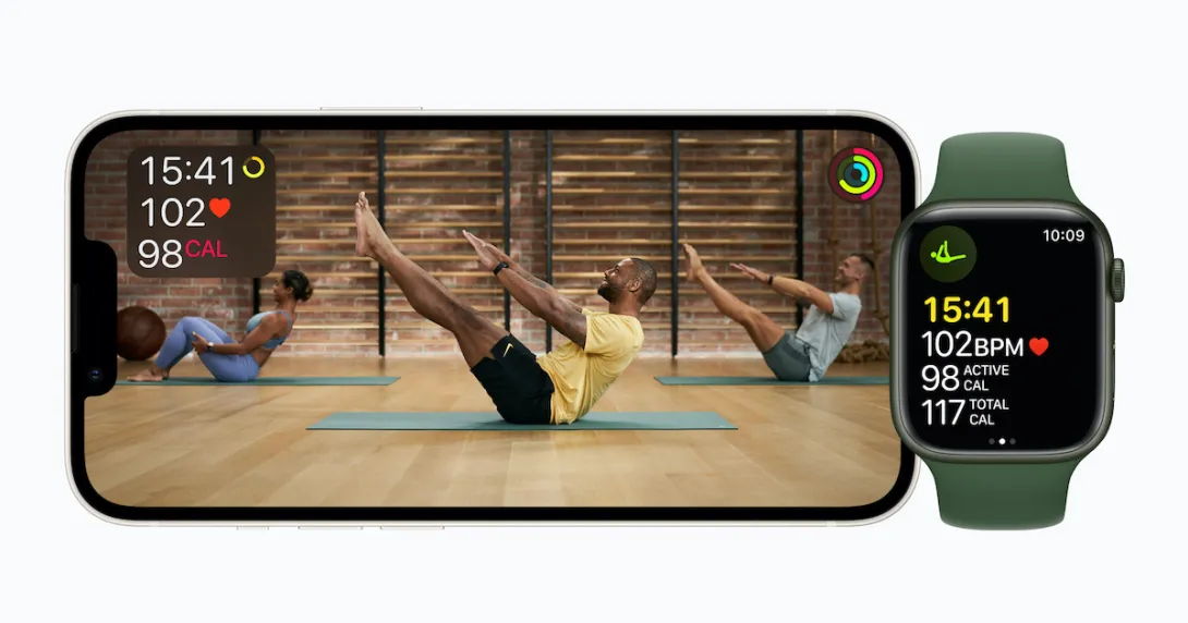 Apple Fitness+ Pilates class and Apple Watch