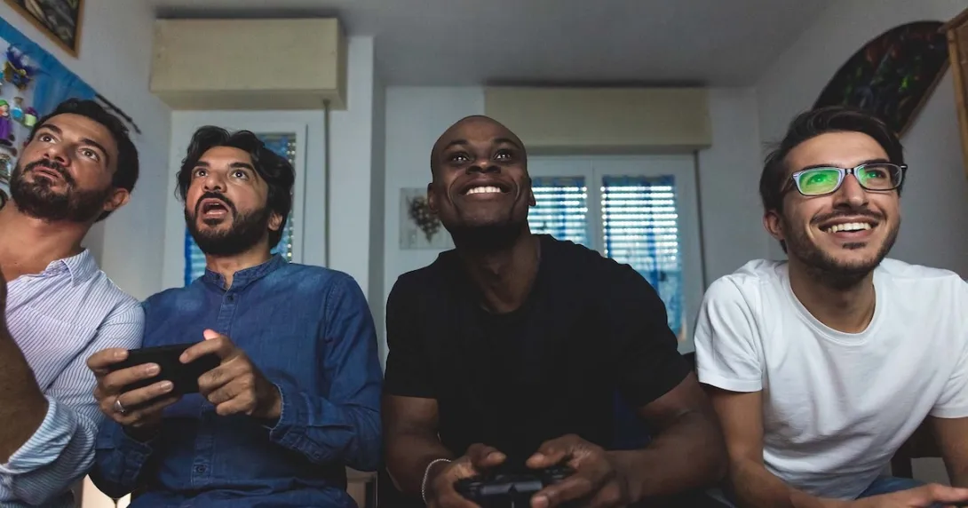Friends playing video games
