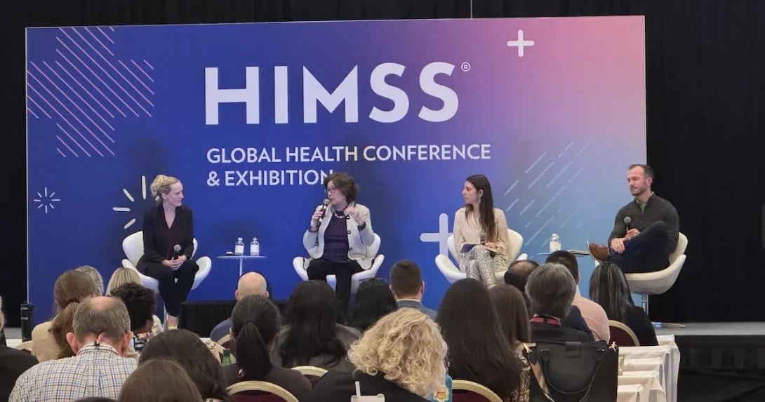 Group shot: Alex McLeod of InterSystems, Gaye Bok of Mass General Brigham, Megan Zweig of Rock Health Advisory and Dan Gannon of iRhythm Technologies.