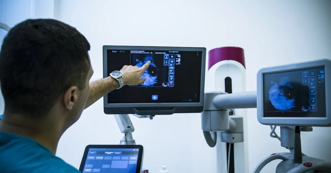 Radiologist reviewing mammogram results