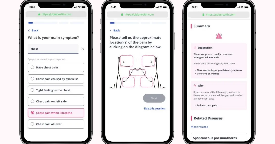 Ubie's AI symptom checker app for patients