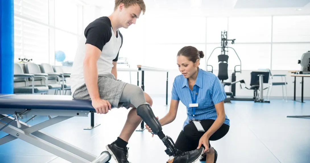 Physical therapist working with a patient